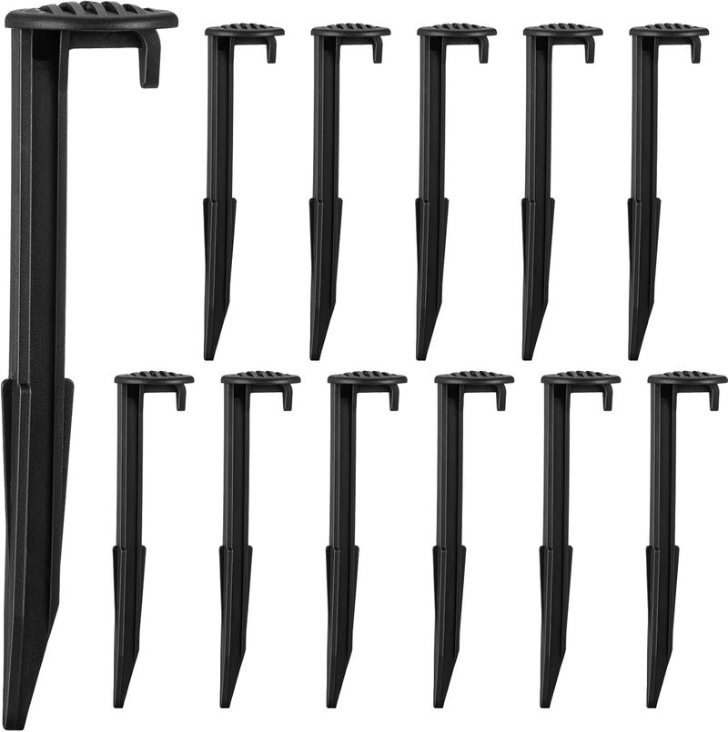Yookeer 12 Pieces Plastic Inflatable Yard Stakes Set 5.7'' Heavy Duty Stakes for Inflatables Blow up Plastic Tent Christmas Decoration Landscape Ground Replacement Yard Ground Lawn Black Garden Peg - Image 1